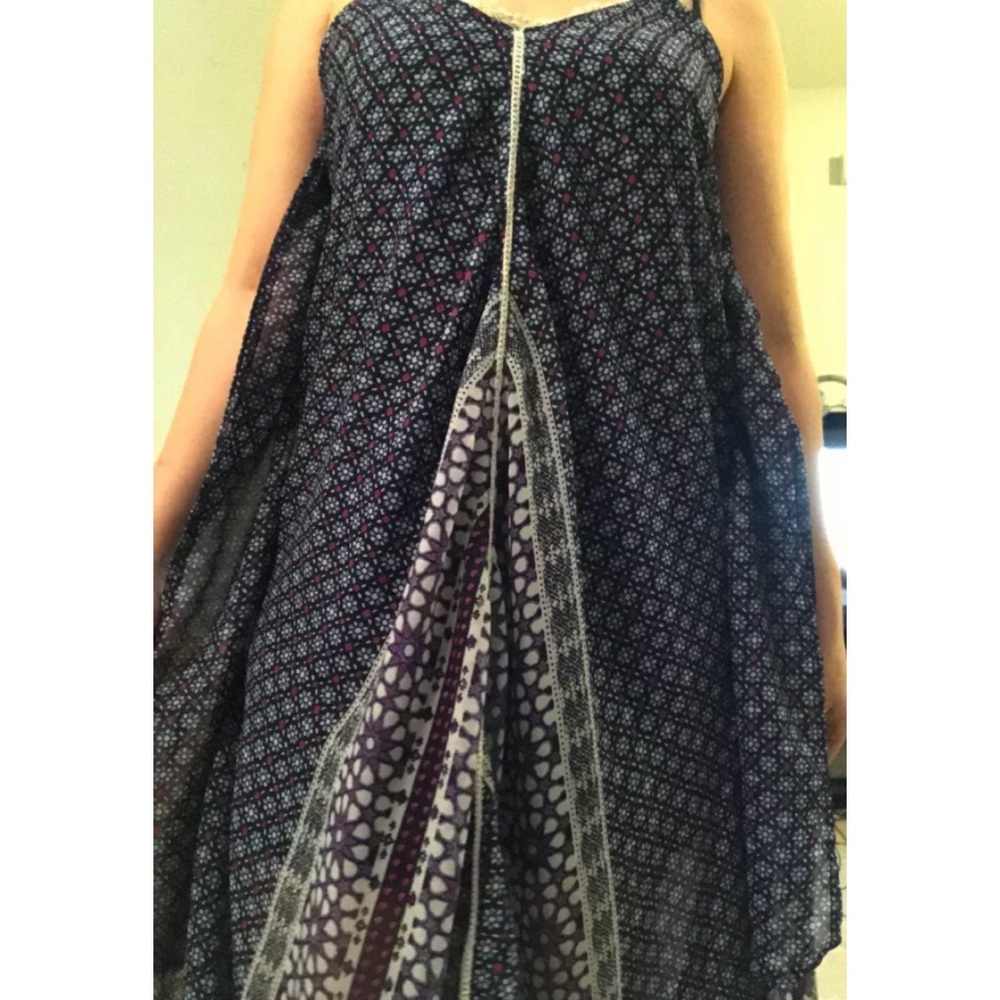 Floral Blue Sundress Dress Midi Maxi Summer Small